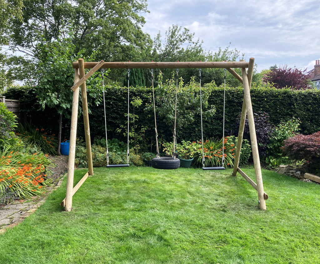 Triple Swing Frame  Wooden garden products from Caledonia Play