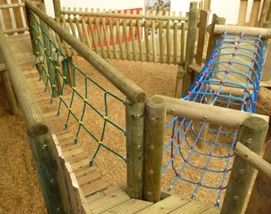 Three timber bridges at indoor play area Mabie Farm Park - Dumfries