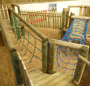 Three timber bridges at indoor play area Mabie Farm Park - Dumfries