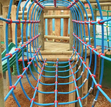 Net tunnel bridge at bespoke indoor play area Mabie Farm Park - Dumfries