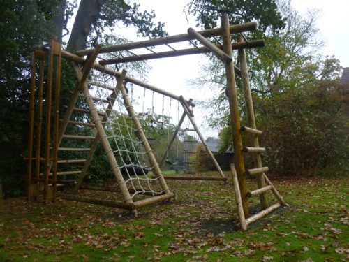 garden play gallery image FBSNX MBL Triple swing frame with extensions and net frame and minkey bar ladder