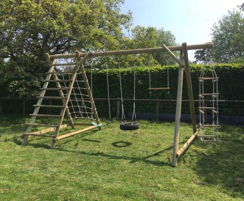 Garden Play TFNX Triple Swing Frame with Net Frame and Extension